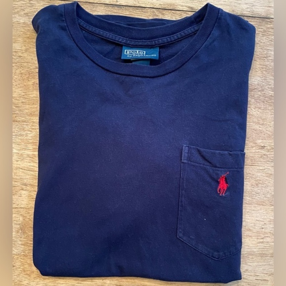 Polo by Ralph Lauren Navy Small 100% Cotton Short Sleeve Pocket T-Shirt‎